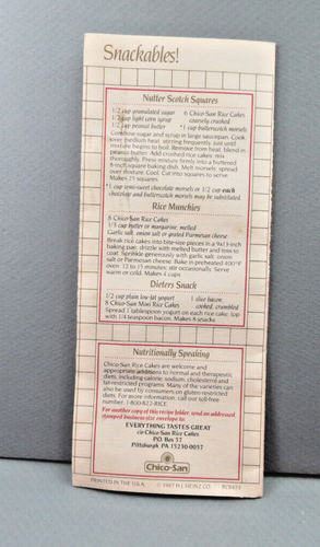 Vintage Heinz Chico-San Rice Cake Recipe Booklet 1987 Advertising Brochure - Picture 3 of 5