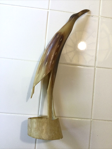 Vtg Besmo Products Kenyan Hand-Carved Animal Horn Bird/Heron/Crane/Egret Figure - Picture 1 of 9