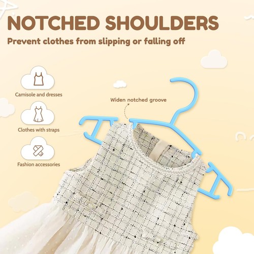 50-Pack Blue Plastic Kids Clothes Hangers for Toddler Infant Child Closet - Picture 4 of 7