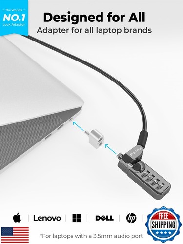 Adaptateur de verrouillage pour ordinateur portable Multplx pour serrure Kensington | Ajoute un emplacement de sécurité à n'importe quel L - Photo 3/5