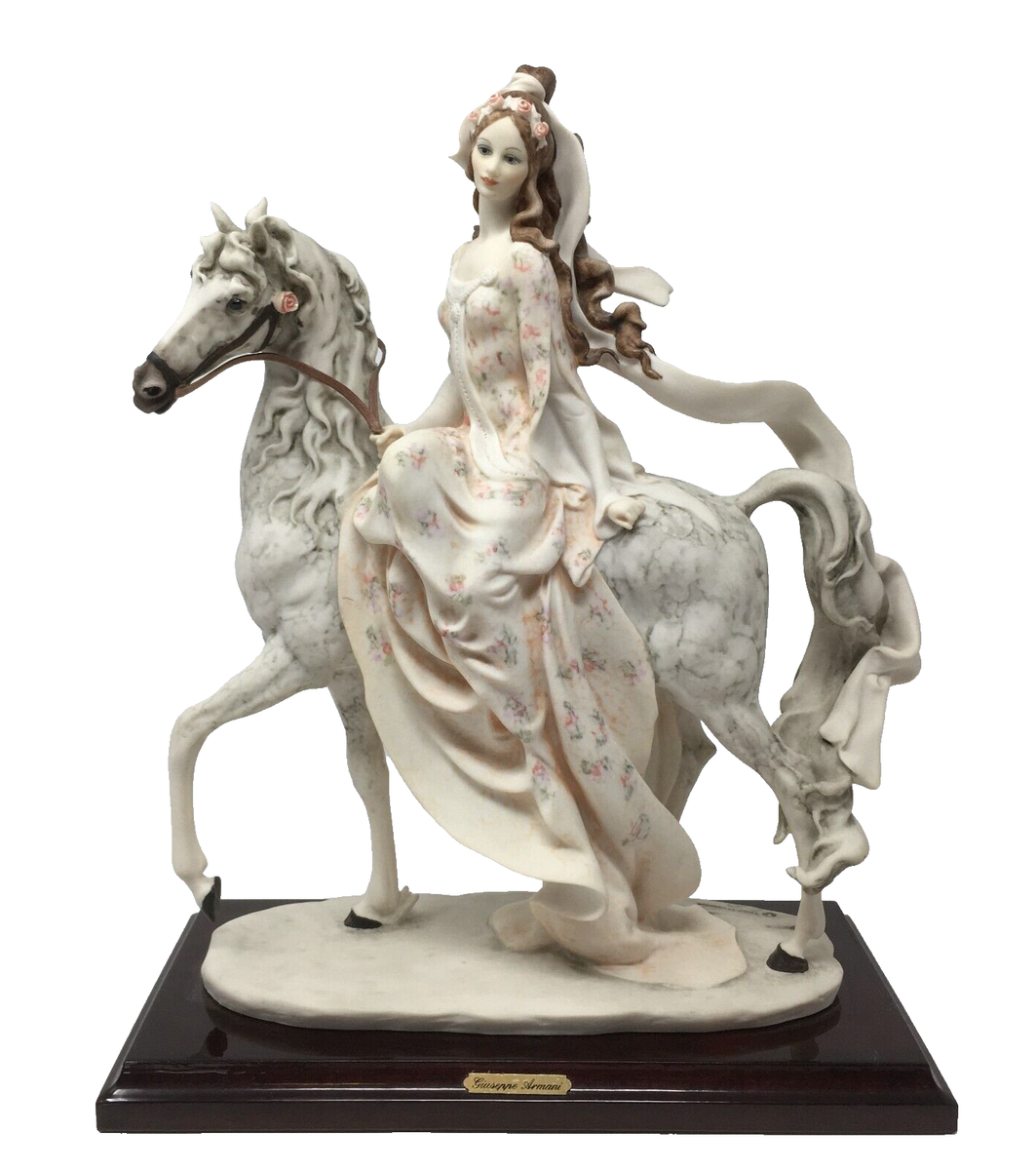 Giuseppe Armani Lady on Horse Sculpture Pink Floral Dress