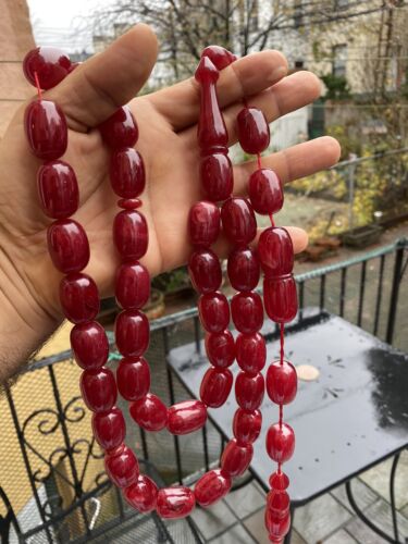 Cuentas islámicas Kehribar Catalina Cereza Ámbar Misbaha Kehribar de Talla Grande de Colección - Imagen 2 de 12