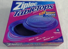 Ziploc TableTops 4 pk Sandwich Plates with Snap 'n Seal Lids New in Box 2001