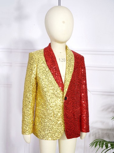 Kids Boys Blazer Shiny Outerwear ClubCelebration Jacket Long Sleeve Costumes - Picture 13 of 54