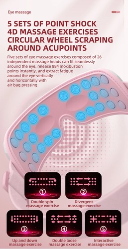 4D Musik Elektrisches Augenmassagegerät Heiß Kompresse Airbag Druck Vibration Massage - Bild 5 von 6
