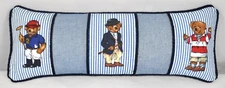 Corded Pillow made w Ralph Lauren Polo Teddy Bear Blue Pin Stripe Fabric 17x6