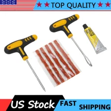 Car Tubeless Tire Puncture Repair Plug Repair Kit Needle Patch Fix Tools Set New
