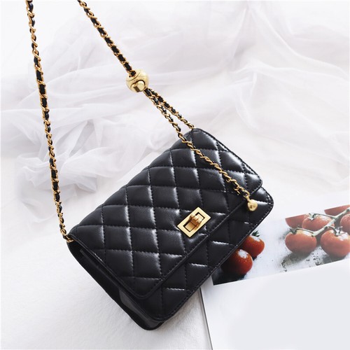 Mini Sheepskin Leather Small Flap Purse Coin Wallet w/ Adjustable Chain Strap - Picture 10 of 18