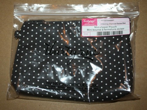 Thirty-one 31 Mini Zipper Pouch Retired City Charcoal Swiss Dot New/Unused - Picture 2 of 4
