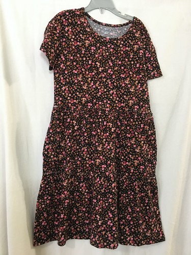 New Old Navy Kid Girls Large (10-12) Floral Tiered Short Sleeve Dress Pockets - Picture 3 of 5