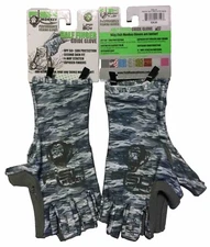 2pk Fish Monkey FM11-GREYWTRCAM-XL Half-Finger Guide Glove UPF+50 Extended Cuff