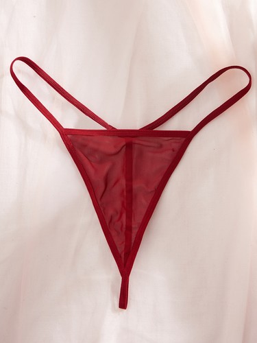 Red Lingerie V-neck Lace Babydoll Floral Sleepwear Sheer Dress G-string Size-M - Imagen 8 de 8
