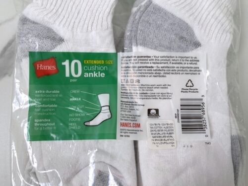 Neu mit Etikett! NEU! Hanes Socken verlängert Größe 8-12 weiß 10 Paar gepolsterte Knöchel Damen - Bild 7 von 7