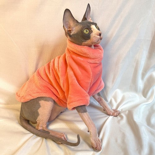 Thicken Hairless Cat Sweater Turtleneck Winter Dog Clothes For Autumn Winter - Picture 9 of 17