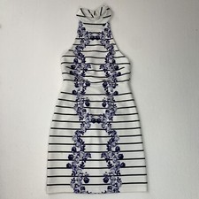 Minkpink Feast of Love Halter Bodycon Dress Womens M Stripe Floral Sexy Wedding