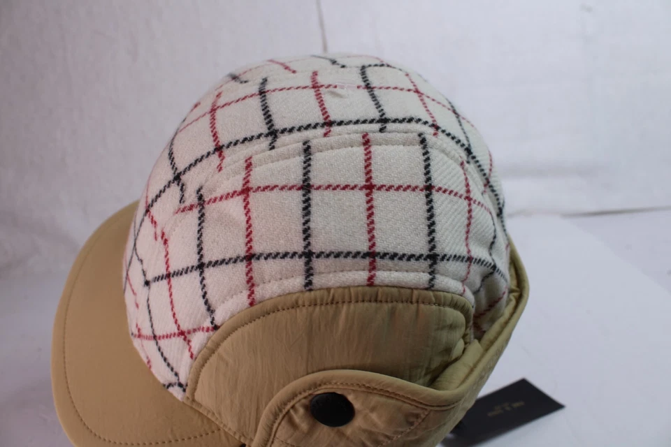 165 美元 Rag & Bone Puffer 飞行员帽格子羊毛象牙色多种尺寸 S/M 新帽子 — 第 4/4 张图片