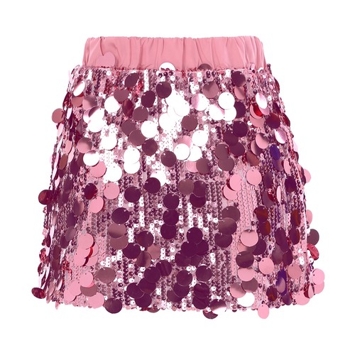 Girls Sequin Skirt Elastic Waist Glitter Sparkly Skorts Mini Shiny Skirts Prom - Picture 12 of 35