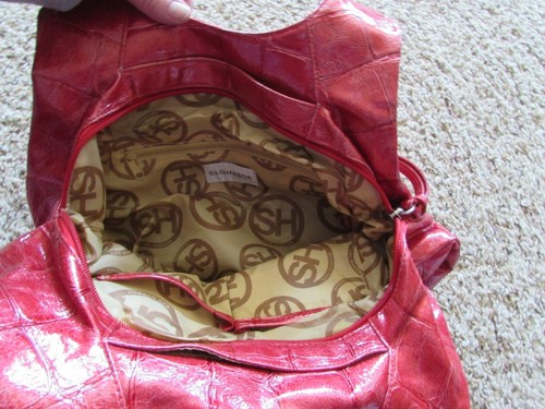 Red SAG HARBOR purse bag tote satchel about 15"x9"x4" with 10" strap drop - Picture 6 of 7