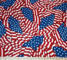 Fleece Patriotic Flag American Flags Red White Blue Fleece Fabric Print A344.15