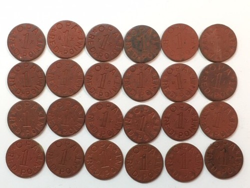 24 Vintage World War II Red Point OPA Food Ration Tokens & Change Purse See List - Picture 4 of 5