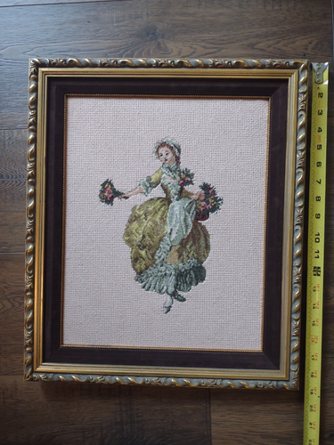 Niña de ballet victoriana de colección bordado con marco dorado terciopelo rosa francés - Imagen 14 de 16