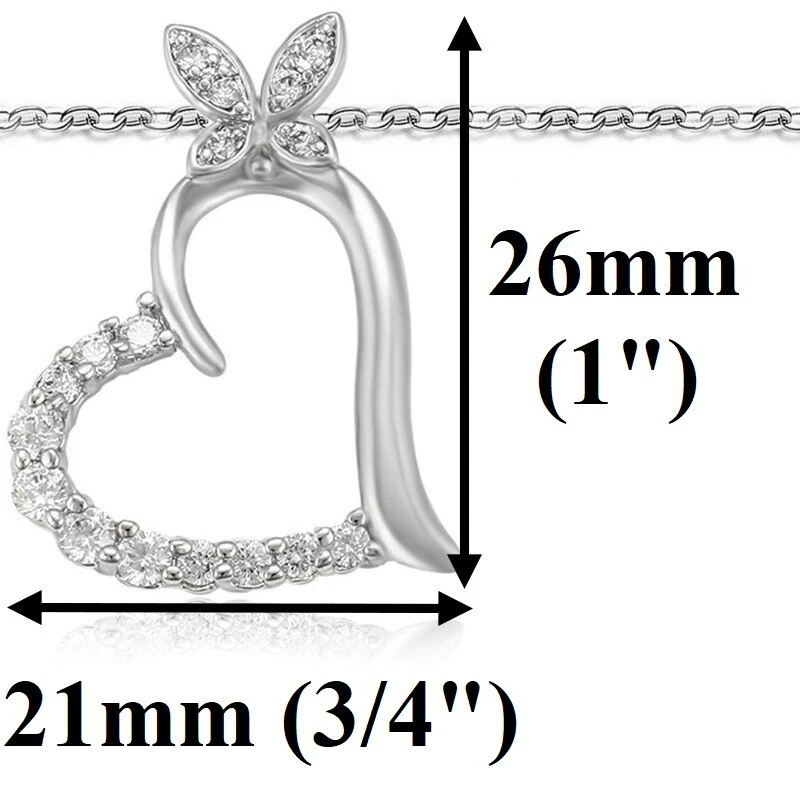 Женское ожерелье кулон цепочка бабочка сердце драгоценный камень серебро 925 пробы D953 - Изображение 3 из 4