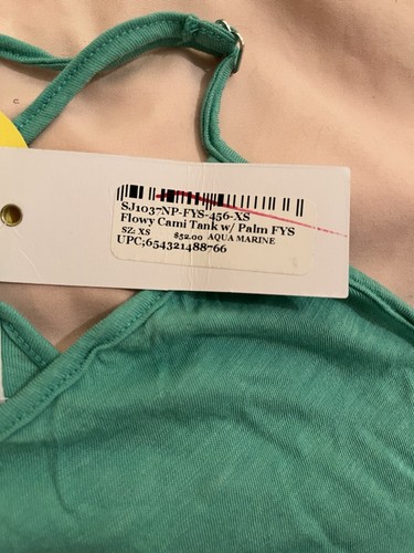 NWT Women's SOULCYCLE Find Your Soul Flowy Palm Tree Aqua Green Tank Size XS $52 - 第 3/4 張圖片