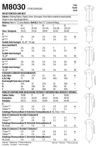 SCHNITTMUSTER Nähen Damen Kleidung - Shirt-Kleid Gürtel Kurzarm Übergröße 8030 - Bild 3 von 3