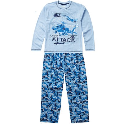 Bedlam Older Boys Checked Long Pyjama Sleep Shorts Blue Grey Summer Nightwear