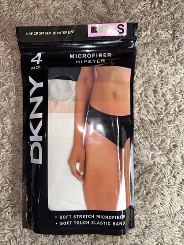 DKNY Women's 4 Pack Microfiber Hipster Underwear Small White Black Nude - Picture 5 of 6