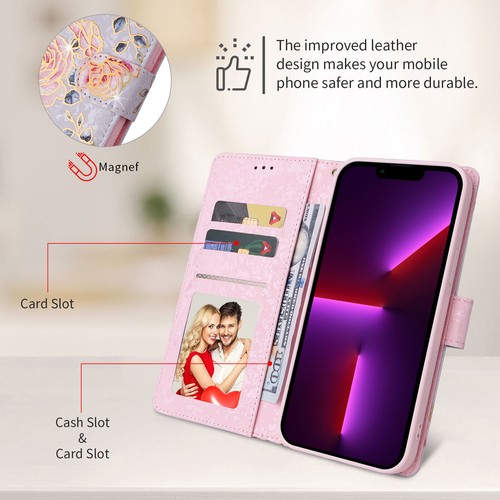 Flip Flower Wallet Phone Case For iPhone 11 12 13 14 15 16 Pro Max XR XS 7 8 SE - Picture 6 of 18