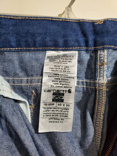 Carhartt FR Jeans Mens 40x30 Blue Denim Relaxed Fit Flame Resistant Workwear NEW - Picture 4 of 11