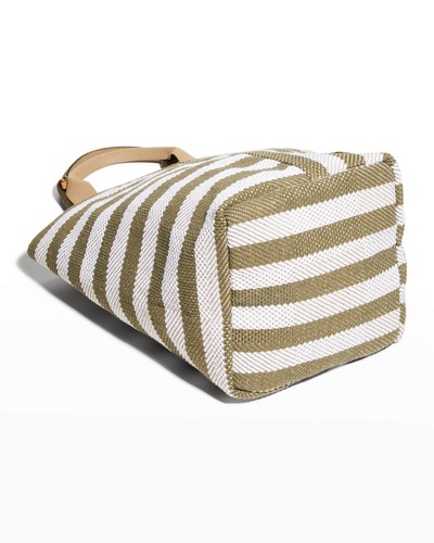Tory Burch Gracie Striped Extra Large Canvas Tote Bag ~NWT~ Green Stripe - Picture 6 of 6