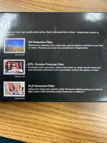 Vivitar FK358 58mm 3-Piece Camera Lens Filter Set UV,CpL,FLD with filter wallet - Picture 2 of 3
