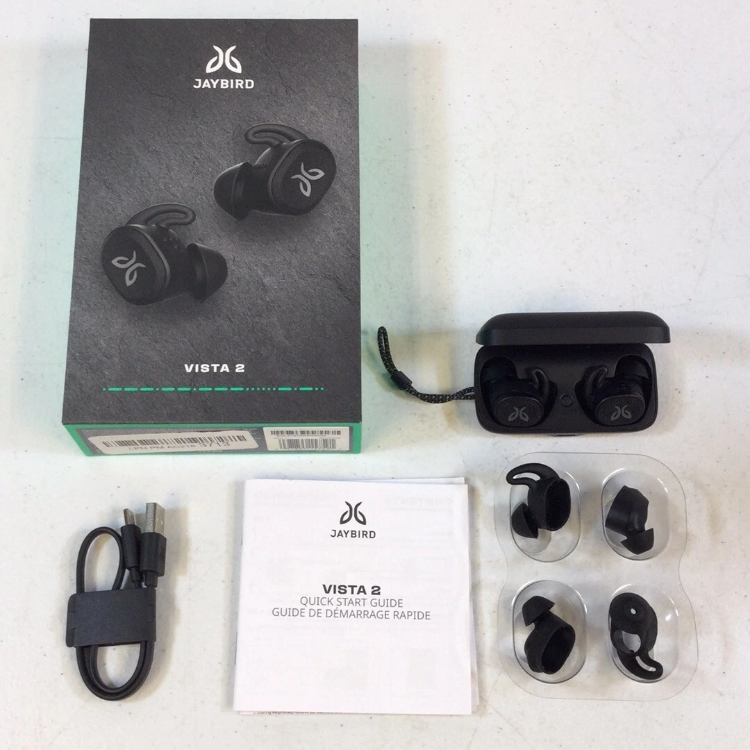 JayBird Vista 2 Black Sports Fit Wireless Headphones W Charging Case Used