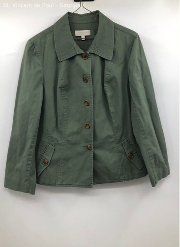 Talbots Olive Green Button Up Military Style Chore Coat - Size 12