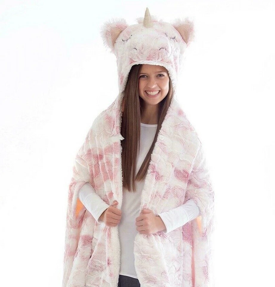 Одеяло с капюшоном единорог и медведь обратный бросок халат взрослых женщин подростков девочка толстовка с капюшоном - Изображение 4 из 4