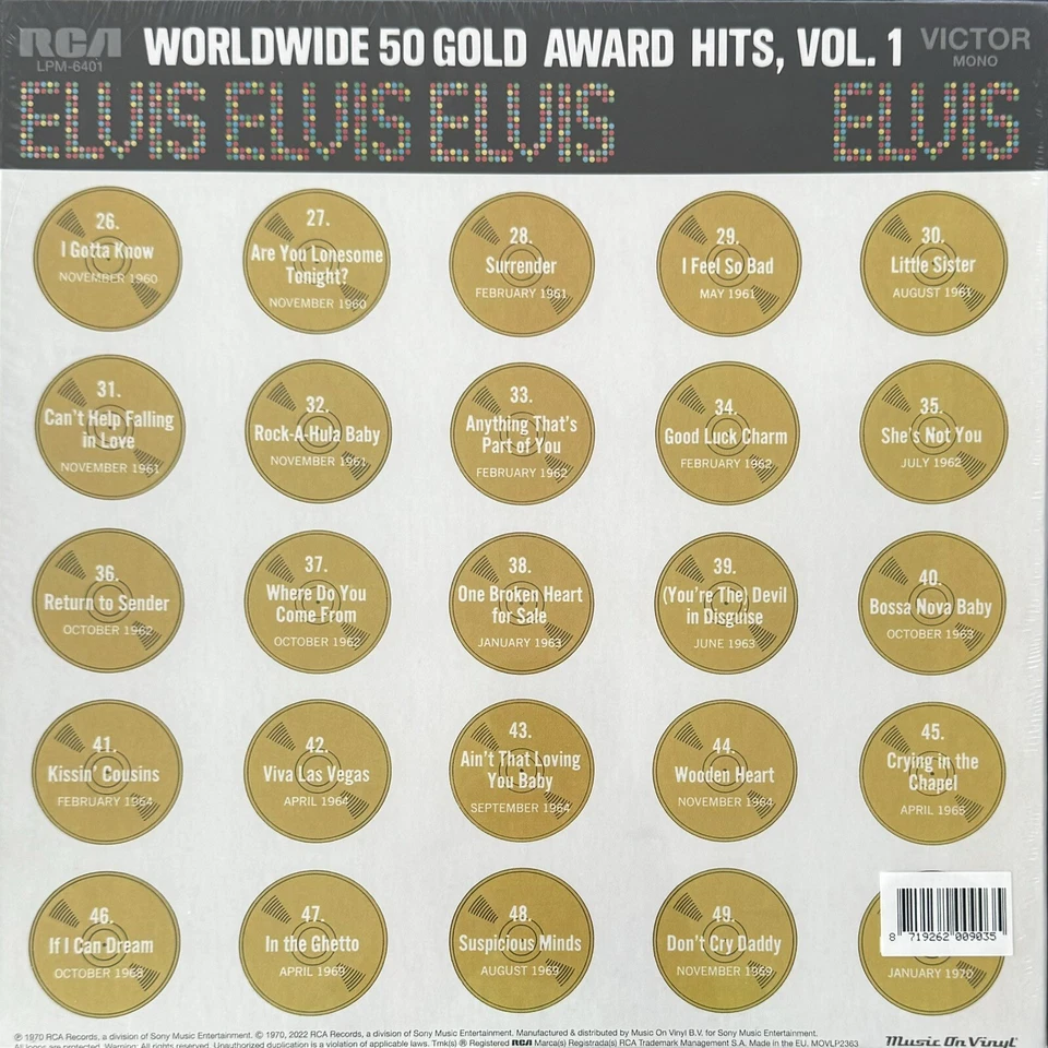 Elvis – Worldwide 50 Gold Award Hits, Vol.1 - MOV Box - Gold/Black Marbled - NEW - Bild 2 von 2