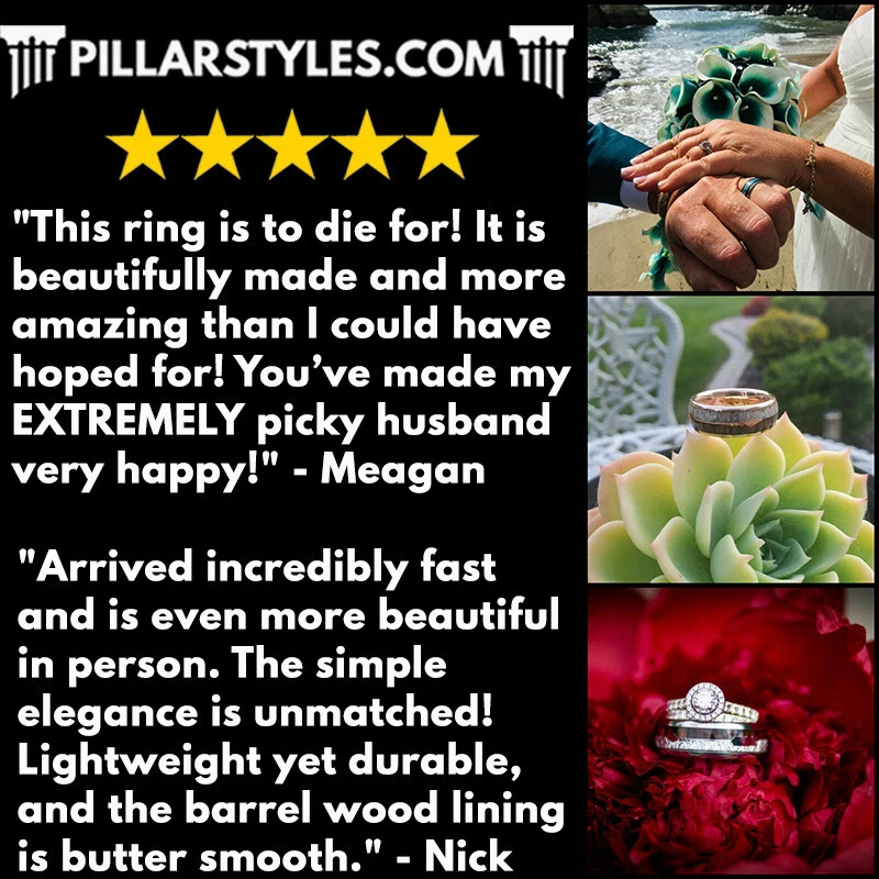 Anillo de oro 14K para hombre alianza de boda anillo de abulón y ópalo anillo de tungsteno de oro amarillo de 8 mm Foto 4 de 4