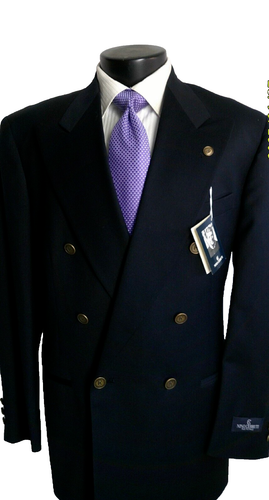 # New, Nino Cerruti Navy Blue Double Breasted Wool Vtg Blazer, Jacket, Coat 40R - Picture 4 of 11