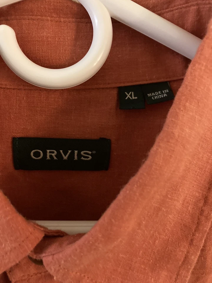 Camisa Orvis Para Hombre Talla XL Abotonada Cáñamo Mezcla Tencell Naranja Manga Corta Foto 2 de 4