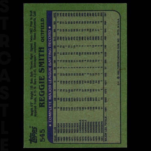 Carta Baseball 1982 Topps - Reggie Smith #545 Los Angeles Dodgers ⚾ - Foto 2 di 3