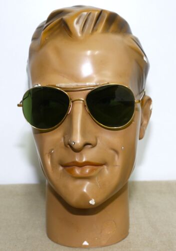 NUEVO 1940 Marco de Metal Dorado Railwayman Pilot Gafas de Sol Lente Plana Hecho en Francia - Imagen 2 de 13