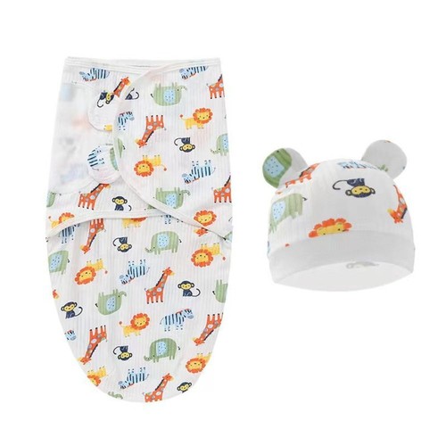 Baby Accessories Newborn Blanket Sleeping Bag Cotton Swaddle Wrap Hat Set - Picture 8 of 22
