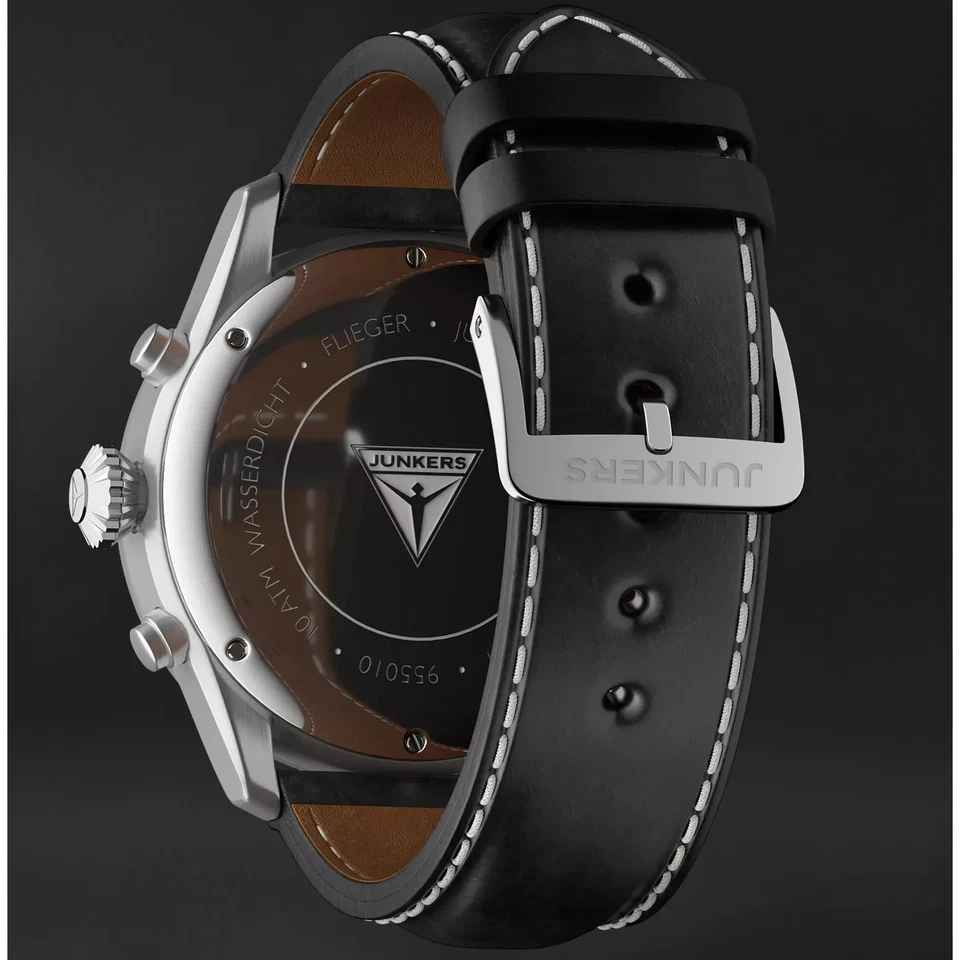 Reloj Junkers Hombre Cronógrafo Piloto 9.55.01.03 Correa Cuero Negro Foto 4 de 4