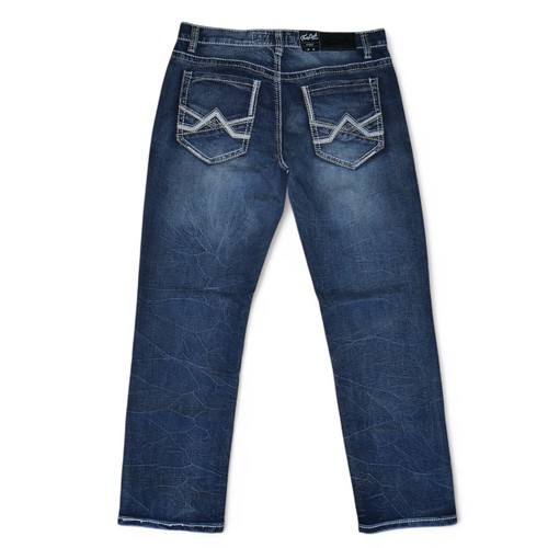 True Luck Straight Leg Jeans Dark Wash Denim Thick Stitch Men's Size 34x32 BKE - Picture 3 of 8