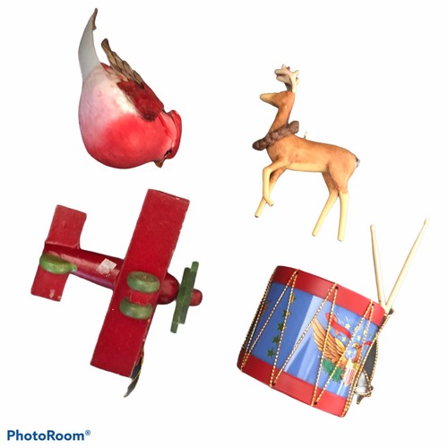 Avión tambor de pájaro vintage adornos navideños Bambi - Imagen 2 de 8