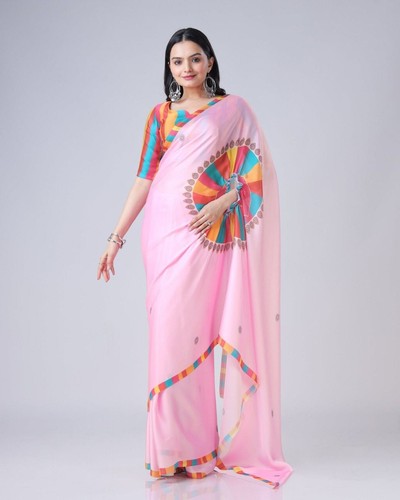 Ready to Wear Wrap In A Minute Pleated Saree | Designer Printed Saree Blouse - Picture 28 of 30