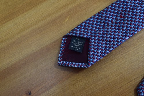 $440 New BRIONI Gray Silver Red Zig Zag Geometric men Woven Silk tie ITALY - 第 12/16 張圖片
