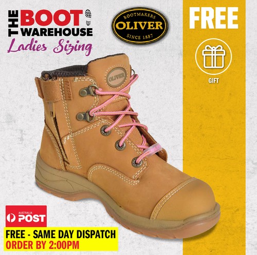 Oliver Work Boots, 49432z, Women's' Wheat Nubuck, Zip Side, Steel Cap Safety,  - Picture 1 of 9